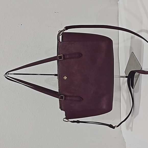 Tory Burch Emerson Micro Satchel Crossbody Shoulder Bag Burgundy Tote - Picture 7 of 16